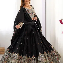 Jogmaya Fashion Embroidered Semi-Stitched Lehenga & Unstitched Blouse With Dupatta-picture-17