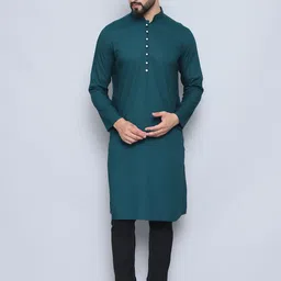 even Men Striped Flared Sleeves Thread Work Kurta-image-48