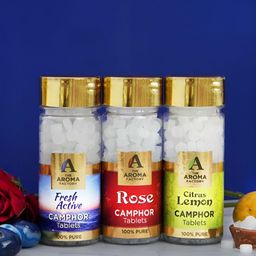 The Aroma Factory 3-Pcs Pooja Fresh Active, Rose&Citrus Lemon Camphor-25