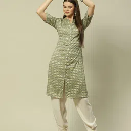 Rangriti Women Geometric Keyhole Neck Gotta Patti Kurta-image-77