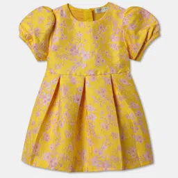 R&B Girls Floral Print Puff Sleeve Fit and Flare Dress-8