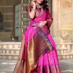 jayant creation Pink Silk Blend Barasi Sarees-picture-21
