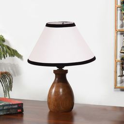 devansh Multicolor Cotton Table Lamp With Wood Natural Base For Bedroom, Living Room Table Lamp-picture-42