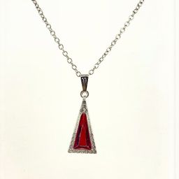 Psight Women Red Silver-Plated Triangle Artificial Stones Stainless Steel Pendant Necklace-picture-49