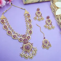VATSALYA creation Rhodium-Plated Artificial Stone Studded Jewellery Set-image-38