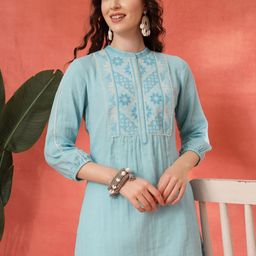 Nayam By Lakshita Women Embroidered A-line Cotton Tunic-picture-28