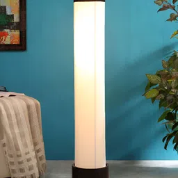 Devansh White & Brown Cylinder FloorLamps-12