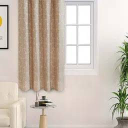 Saral Home Beige & Off White Floral Room Darkening Window Curtain-28