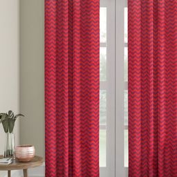 Myntra Elegant Homes Maroon & Purple 2 Pieces Geometric Room Darkening Door Curtain-image-48