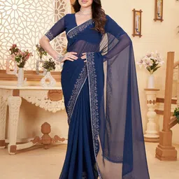 Dori Beads and Stones Pure Chiffon Saree-picture-47