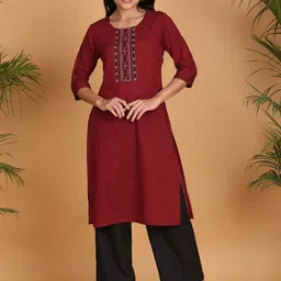 Anouk Round Neck Straight Cotton Kurta-picture-46