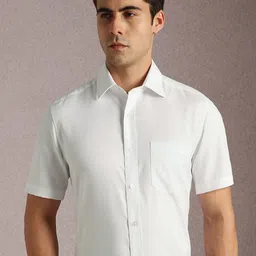 Louis Philippe Men Textured Spread Collar Cotton Formal Shirt-picture-0