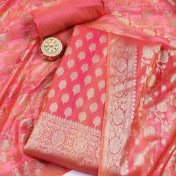 Meena Bazaar Woven Design Art Silk Unstitched Dress Material-image-94