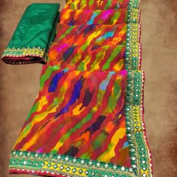 MIYANIFAB Embellished Leheriya Saree-image-56