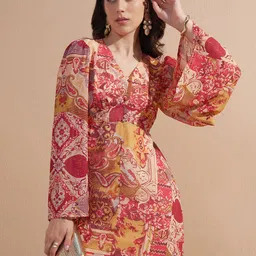 Vishudh Ethnic Motifs Print Fit and Flare Mini Dress-image-87