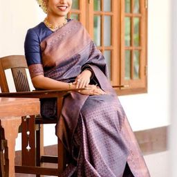 CaniBani Blue Silk Blend Banarasi Sarees-image-72
