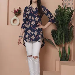 Rajnandini Floral Jaipuri Printed Pure Cotton Straight Kurti-2