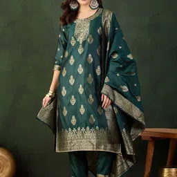Sangria Woven Design Kurta & Trouser With Dupatta-46