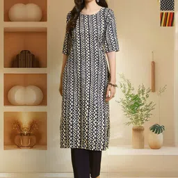 HERE&NOW Selection Of 2 Geometric Printed Round Neck Straight Kurtas-73