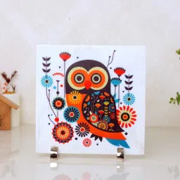 posh n plush Colorful Owl Multicolour Marble Showpiece-picture-33