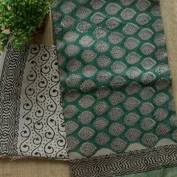 Weaves of Tradition Floral Block Printed Cotton Silk Unstitched Dress Material-image-30