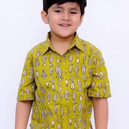 BownBee Boys Spread Collar Graphic Printed Cotton Casual Shirt-image-42
