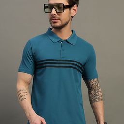 TIMBER HITCH Striped Short Sleeves Polo Collar Cotton T-shirt-image-15
