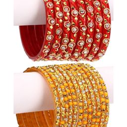 1ST TIME Women Red & Yellow Set Of 2 Alloy Bangles-10