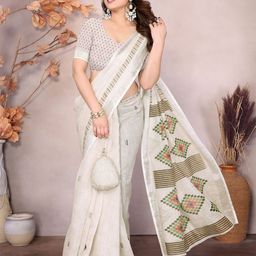 vj fashion Zari Linen Blend Saree-image-13