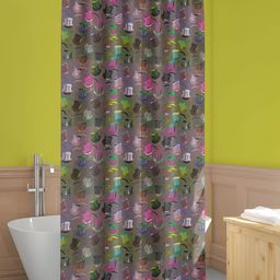 ArtzFolio Grey & Pink Abstract Printed Waterproof Shower Curtain-0
