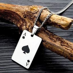 fabula Men Ace of Spade Design Stainless Steel Pendant With Chain-image-35