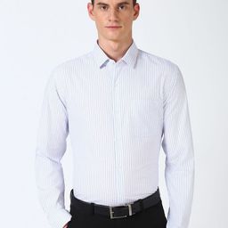 Peter England Men Spread Collar Vertical Striped Cotton Slim Fit Casual Shirt-image-59