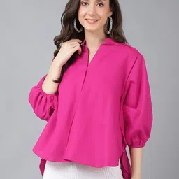 Bani Women Mandarin Collar High Low Top-picture-41