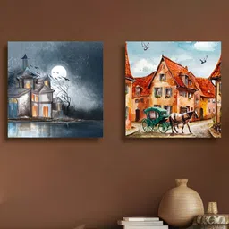 RANDOM 2-Pcs Blue & Red Canvas Painting Wall Art-9