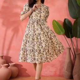 Sangria Printed Pure Cotton A-Line Ethnic Dress-image-25