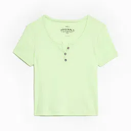 Marks & Spencer Girls V-Neck Raw Edge T-shirt-image-6