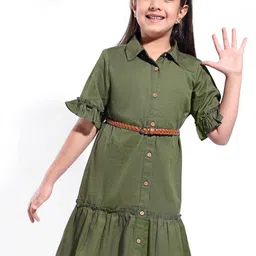ARIAS By LARA DUTTA Girls Puff Sleeves Shirt Coller Shirt Dress-51