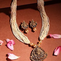 ADIVA 18K Gold-Plated Lord Krishna Kundan Stone Pearl & Beaded Jewellery Set-6
