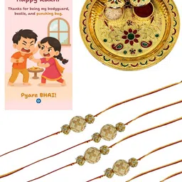 Anouk Set Of 6 Rakhis With Card & Thali image 3