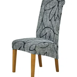 HOKIPO Grey & Black Printed Suitable Chair Cover-image-25