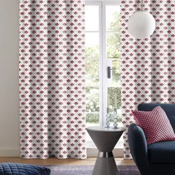CASABLEU Peach-Coloured Set of 2 Geometric Door Curtain-11