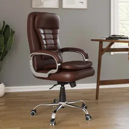 High Back Ergonomic Revolving Premium Finish Ultra Comfort Leatherette Office Arm Chair-image-12