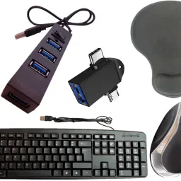 ANJO Wired Keyboard & Mouse-Wrist Pad-Hub 2.0-Cleaner-OTG 2N1C&M Combo Set-image-31