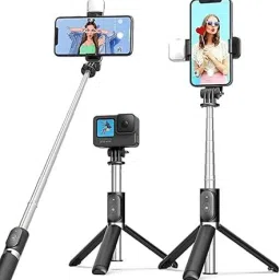 PRANCING UNICORN Selfie Stick with LED Fill Light with Bluetooth Wireless Remote & 270°Rotation 2 Axis Gimbal for Mobile image 2