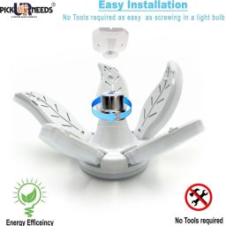 daily needs shop 55w Super Bright B22 Foldable LED Blade Fan Bulb Angle Adjustable Home Ceiling Light Ceiling Lamp image 2