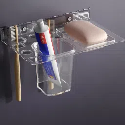 Soap Case & Toothbrush Stand | Wall Mount Holder for Bathroom, Kitchen Use Acrylic Toilet Paper Holder-image-12