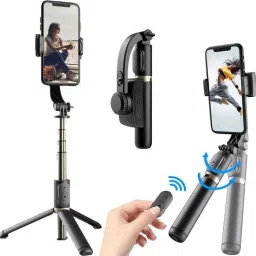 EVAAENTERPRISES Q08 Stabilizer (Black, 3-Axis) 3 Axis Gimbal for Mobile, Camera image 4