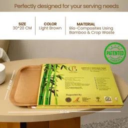 pacing grass Bamboo Biocomposite | Guest serving tray| Serving Tray for Tea/Coffee/Snacks Tray Serving Set image 4