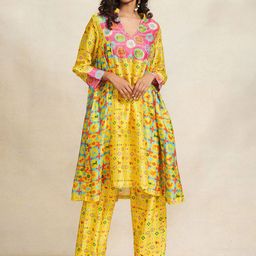 Gulabo by Abu Sandeep Women Conversational Printed Relaxed Loose Fit Mid-Rise Trousers-picture-14