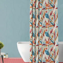 ArtzFolio Beige & Red Printed Waterproof Shower Curtain-image-62